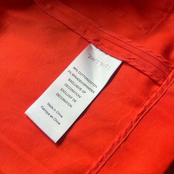 Tory Burch Size 10 Orange Poppy Curtis Button Front Collar Utility Trench Jacket - Picture 4 of 13